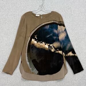 AKRIS Punto 100% Silk Long Sleeve Printed Tunic Size US 8 Luxury Urban Designer